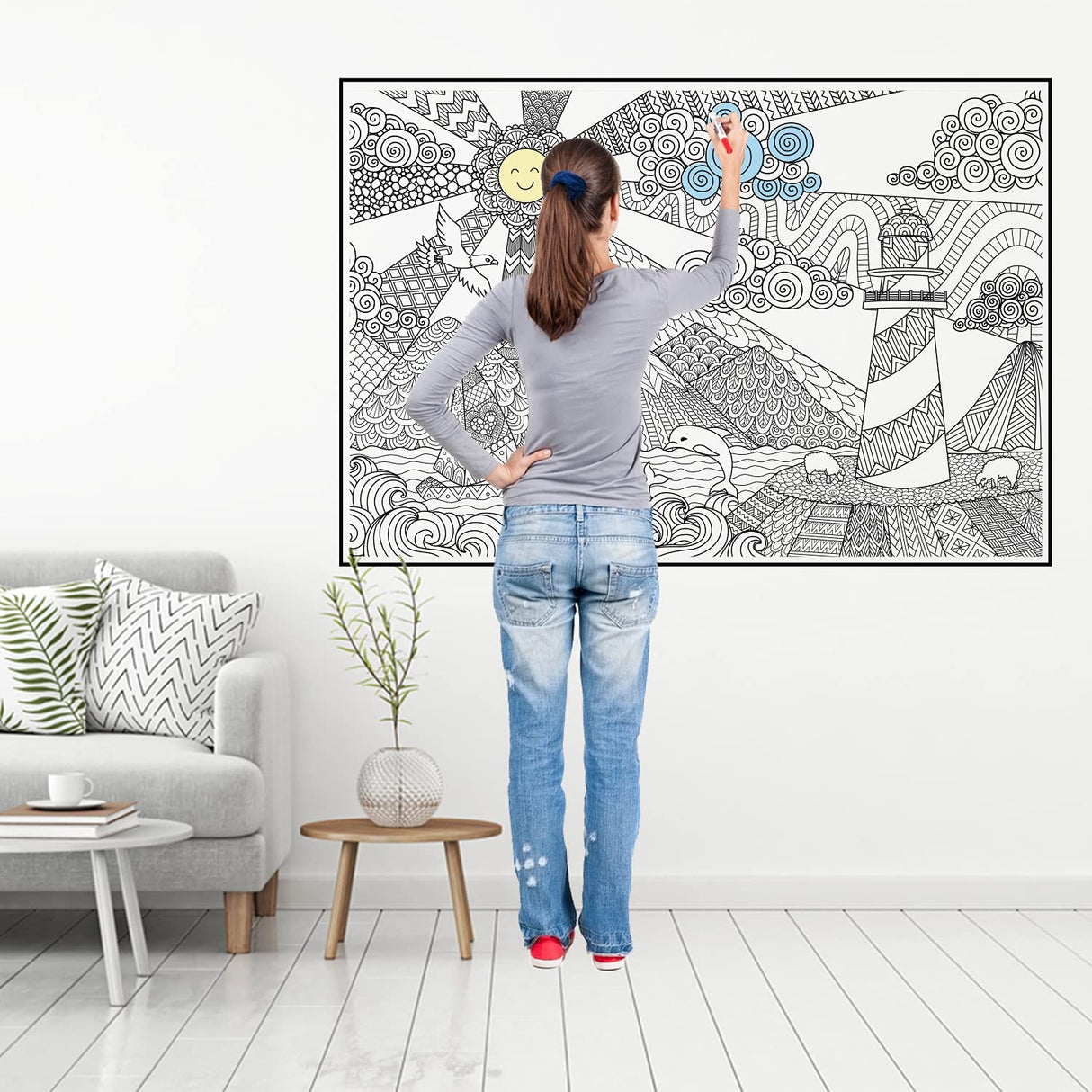 Dekali Designs Seascape Extra Large Coloring Poster for Adults - 35 x 52 Inches Giant Sized on Thick Premium Drawing Paper Dekali Designs