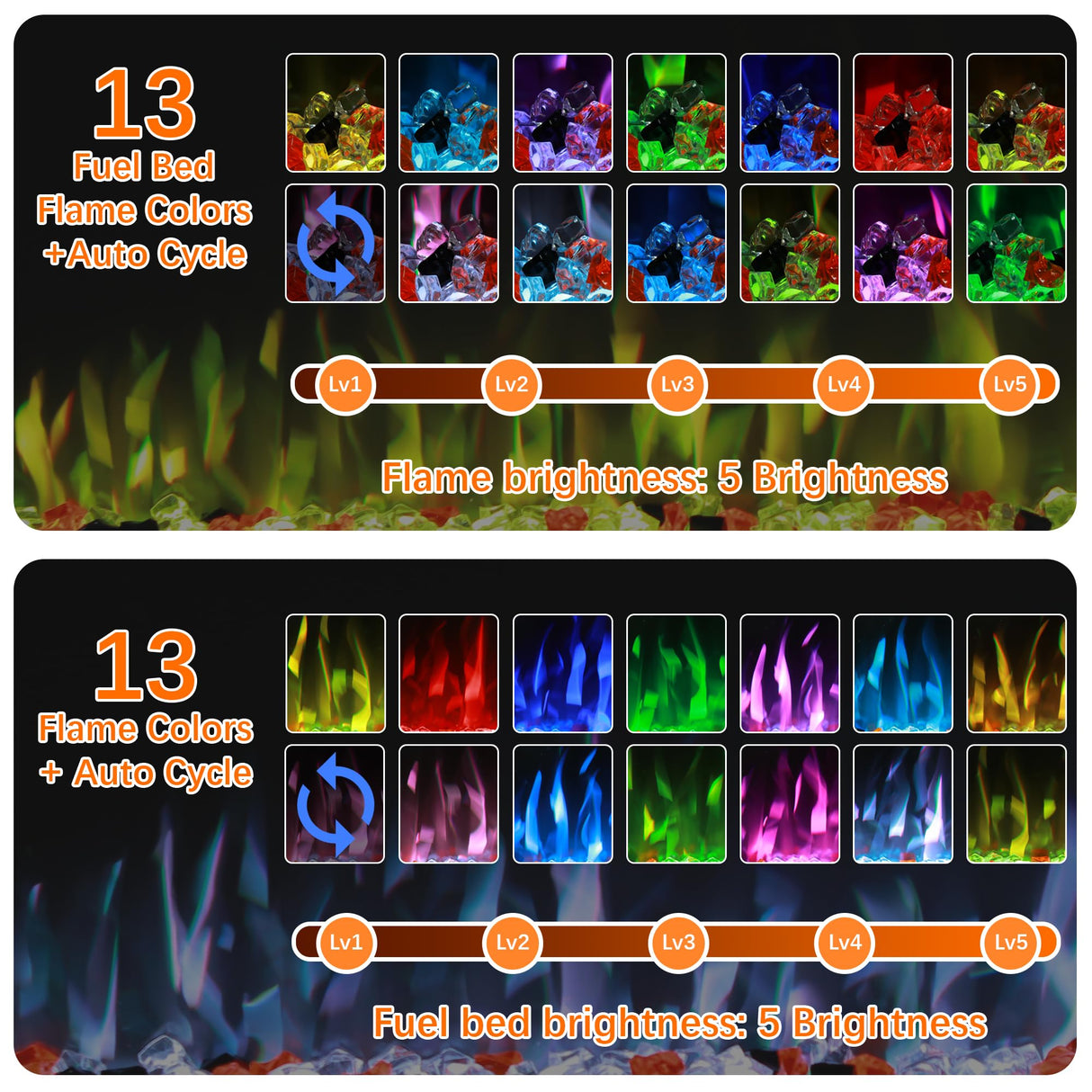 Kentsky 48" WiFi Electric Fireplace Inserts, Recessed and Wall Mounted Fireplace Heater W/Adjustable Flame Color & Brightness, Thermostat, 9H Timer, App and Remote Control, Low Noise, 750/1500W Kentsky