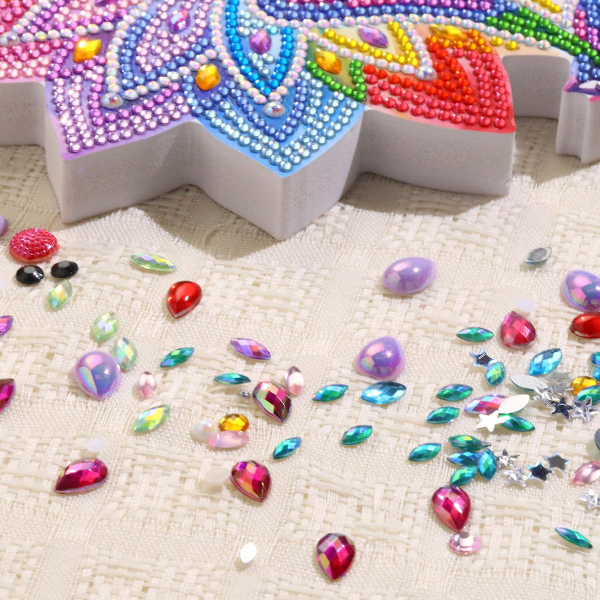 Tabletop Diamond Art Kits for Adults - Chakra Lotus Diamond Painting Figurines Ornaments, DIY 5D Diamond Art Statues Diamond Dots Sculpture Special Shaped Paintings with Diamonds Gem Art and Crafts Yanfairy