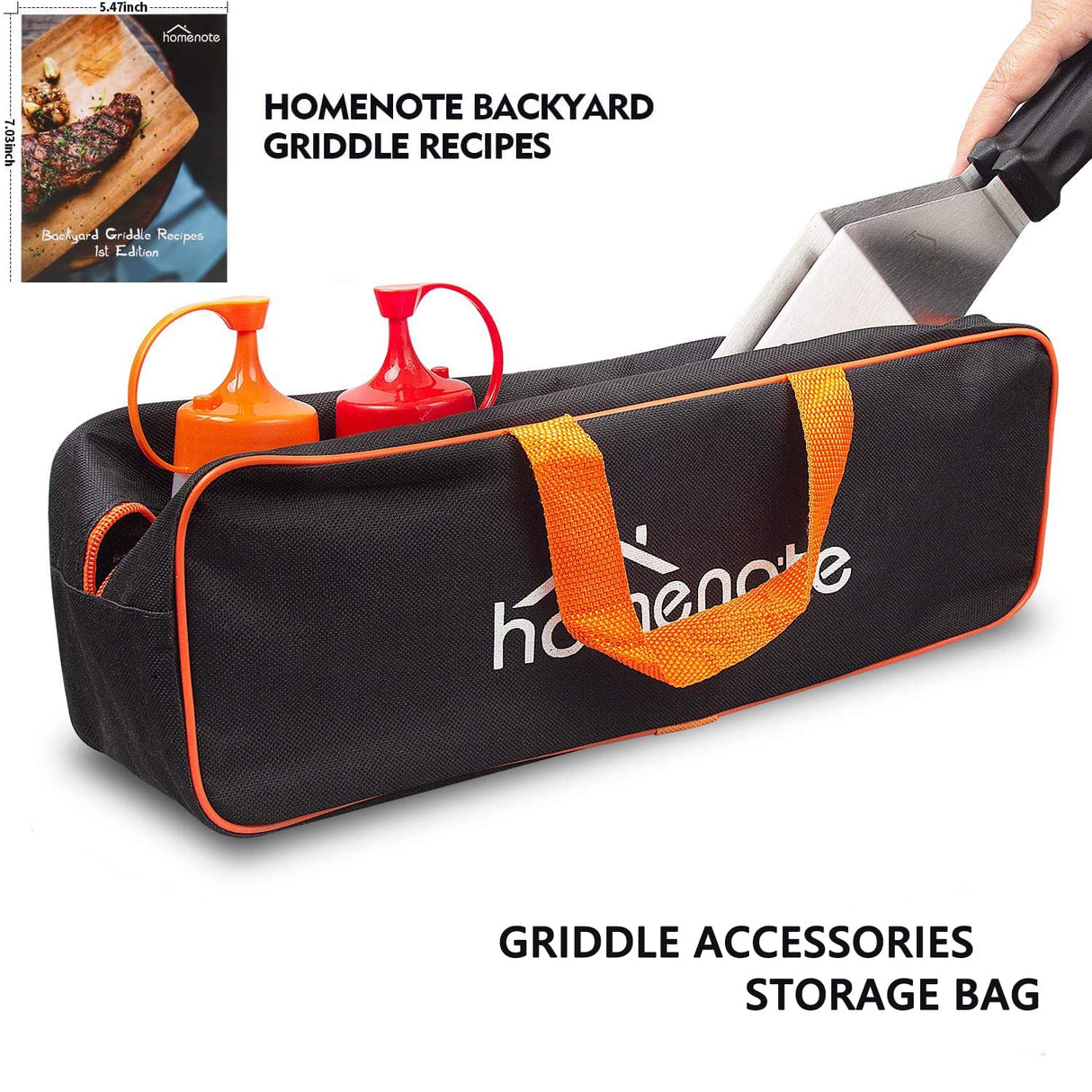 HOMENOTE Griddle Accessories Kit, Exclusive Griddle Tools Spatulas Set for Blackstone - 8 Pcs Commercial Grade Flat Top Grill Accessories - Great for Outdoor BBQ, Teppanyaki and Camping, Black homenote