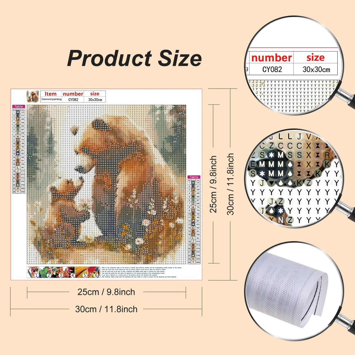 Stalente Diamond Painting Kits for Adults, 5D DIY Diamond Art Kits for Beginners Round Full Drill Diamond Painting for Home Wall Decoration Gift 12×12inch, Brown Bear Stalente