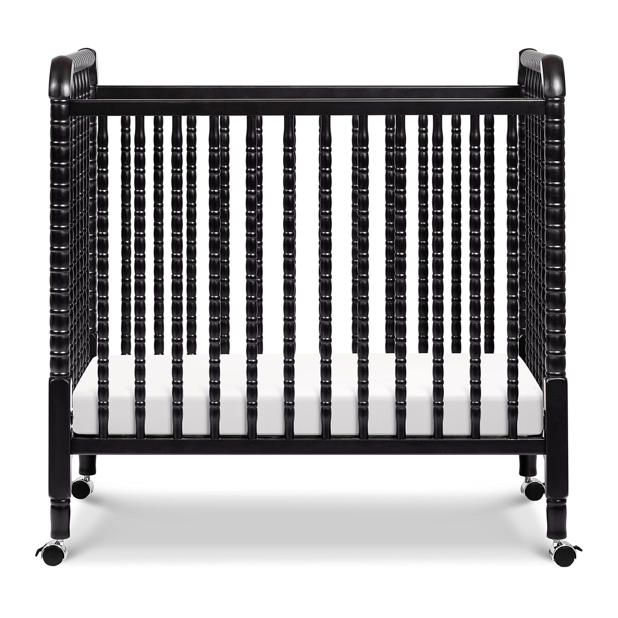 DaVinci Jenny Lind 3-in-1 Convertible Mini Crib in Ebony, Removable Wheels, Greenguard Gold Certified DaVinci