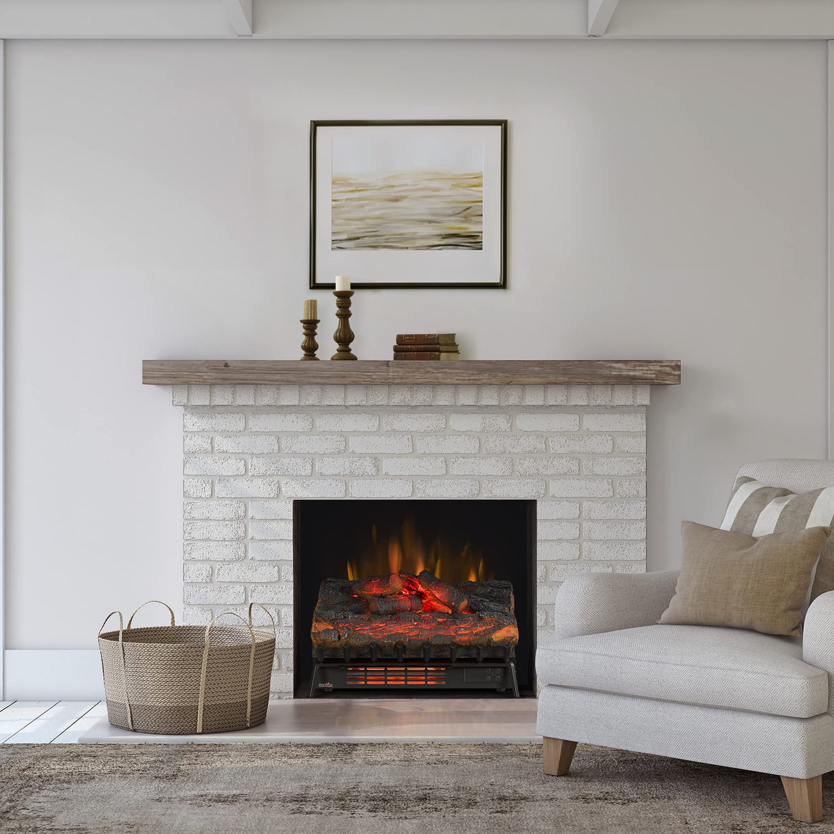 duraflame Electric Log Set 1,000 Sq Ft Heater, Faux Logs Insert with Infrared Flames for Existing Fireplaces, Remote Control Included Duraflame