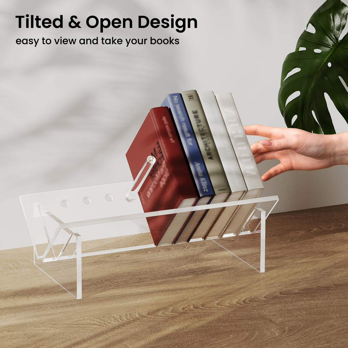 Sumerflos Acrylic Desktop Bookcase, Book Storage Organizer Bookshelves, Clear Mordern Tabletop Storage Rack for Office Home Shelf Display for Cd/Magazine/Book - Clear Sumerflos