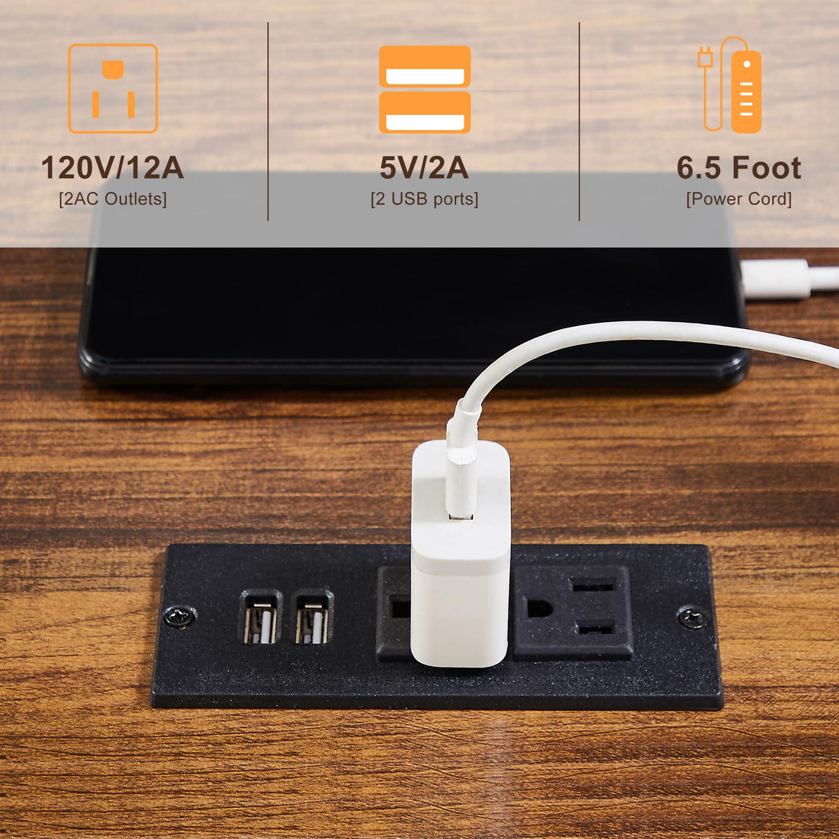 VECELO Nightstand, Bedside End Tables with Charging Station, USB Ports, Drawer Shelf, Night Stand for Bedroom Living Room 2-Pack, Brown VECELO