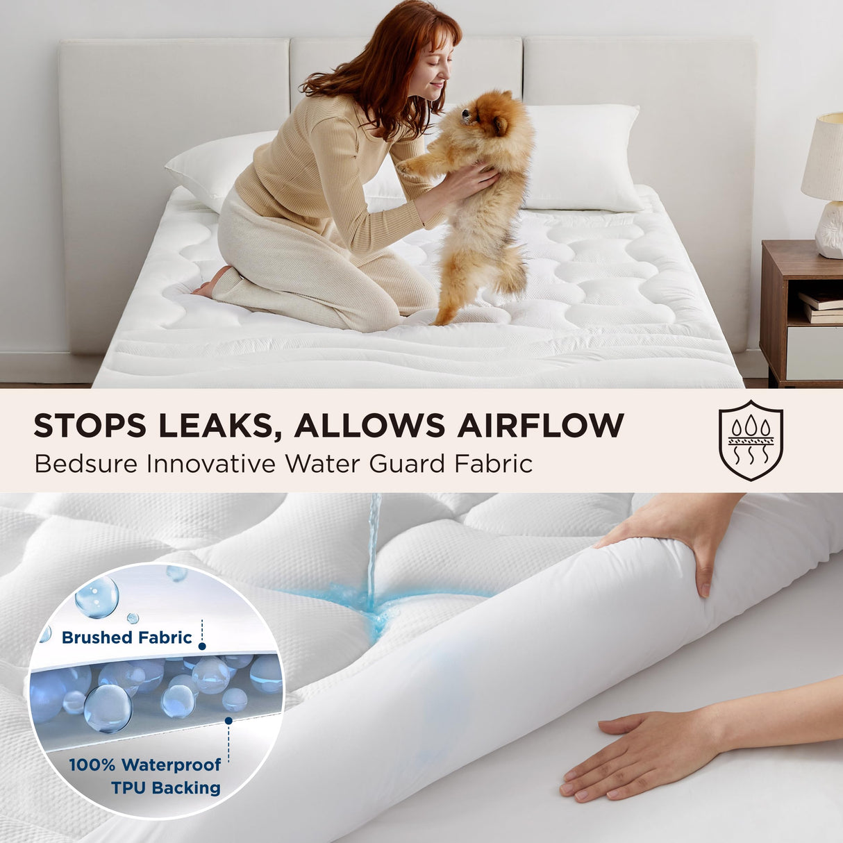 Bedsure Twin Mattress Protector Waterproof - Quilted Fitted Waterproof Mattress Pad Topper with 8-21 Inches Deep Pocket, Noiseless Bed Cover Padded, Machine Washable,White, 39x75 Inches Bedsure