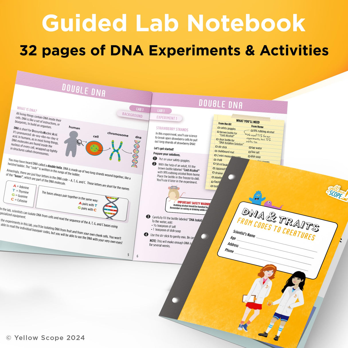 Yellow Scope DNA & Traits Science Kit for Kids, STEM Kits for Girls and Boys, Educational & Fun for Ages 8-12 YELLOW SCOPE