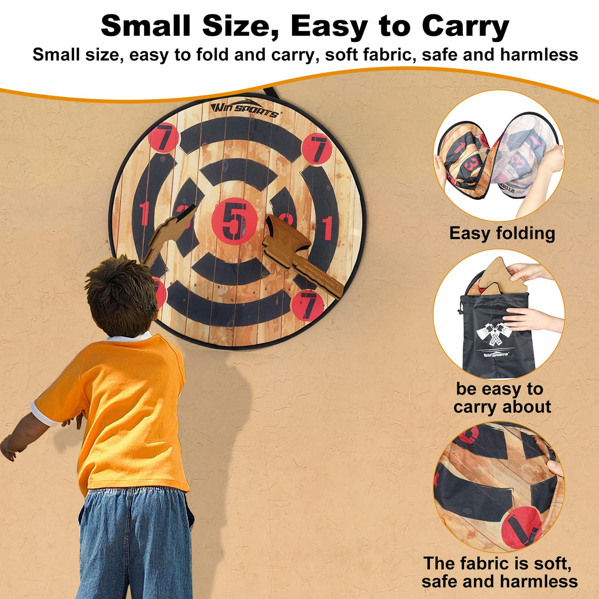 ISANCHA Foam Axe Throwing Game Indoor&Outdoor Target Game,Includes Two Foam Axes, One 26” Easy Fold Target and A Carry Bag ISANCHA