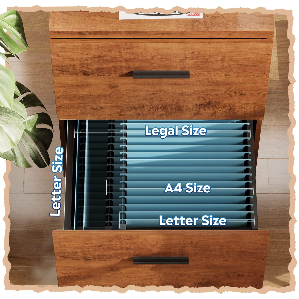 DEVAISE 2 Drawer Wood File Cabinet, Mobile Lateral Filing Cabinet with Storage, Letter Legal Size, Walnut DEVAISE