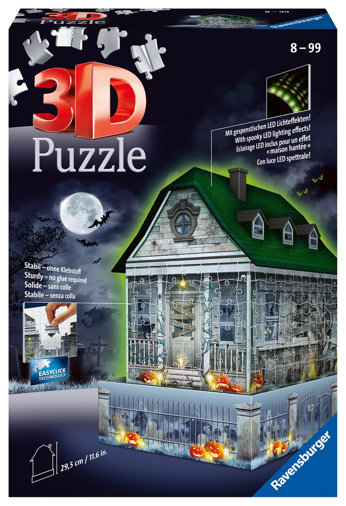 Ravensburger Haunted House 216 Piece 3D Jigsaw Puzzle for Kids 11548 - Easy Click Technology Means Pieces Fit Together Perfectly Ravensburger