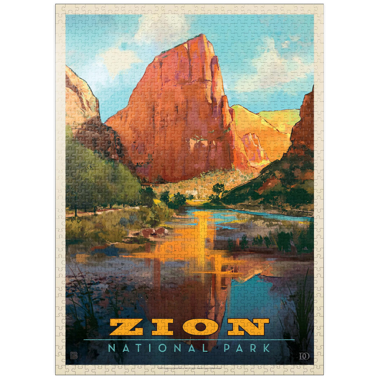 MyPuzzle Zion National Park: Virgin River Valley, Vintage Poster - Premium 1000 Piece Jigsaw Puzzle for Adults MyPuzzle.com