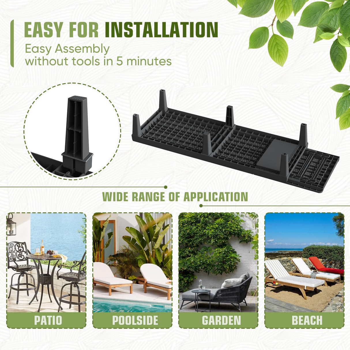 Greesum Outdoor Chaise Lounge Chairs Set of 2 with 5-Position Adjustable Backrest, Waterproof PE Sun Loungers for Garden Pool Beach Patio Deck Sunbathing, Black Greesum