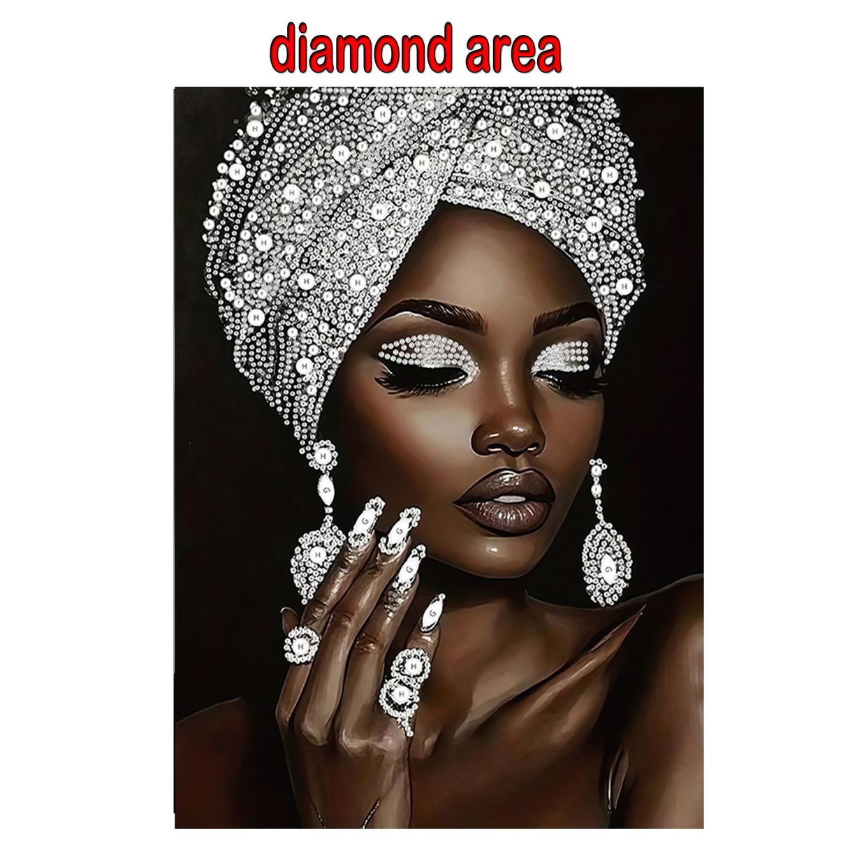 African woman diamond art kits for adults,Partial 5D Diy diamond painting kit for beginners,Special shaped diamond art,sparkling gem art,Diamond Mosaic embroidery gift,living room decor,11.81x15.7inch KUFWKEY
