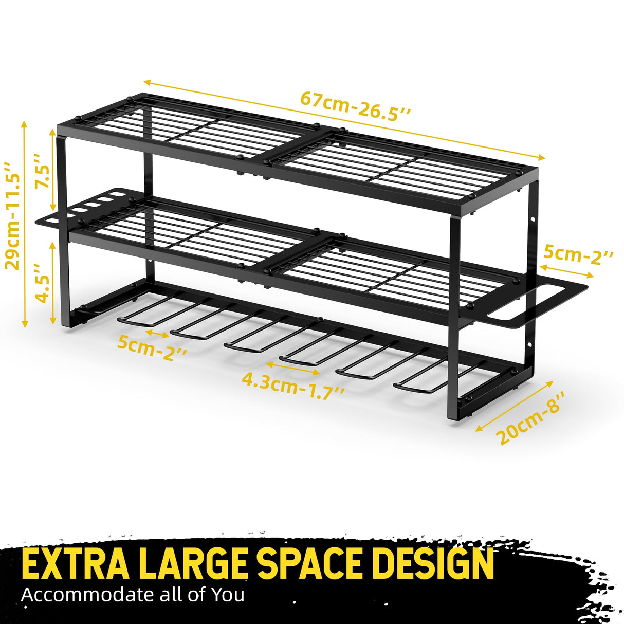 Power Tool Organizer-7 Drill Holder Wall Mount, Garage Organization Storage, 3 Layer Heavy Duty Metal Power Tool Rack,Garage Tool Organizer with Screwdriver Plier Hammer Holder, Men Dad Gifts masadi