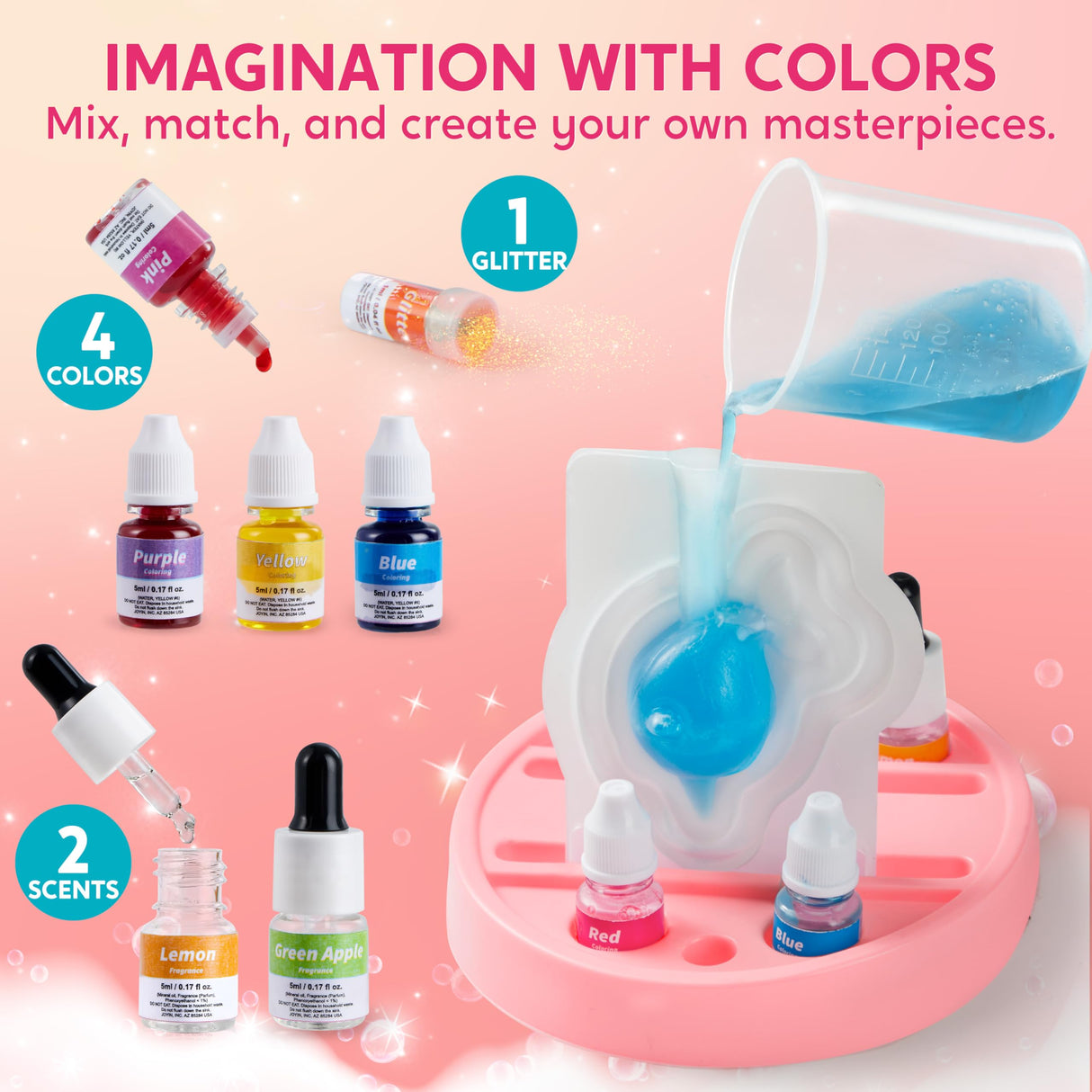 Klever Kits Soap Making Kit- Make Your Own Soap- DIY Unicorn Soap with 4 Molds, Spa Science Kit for Kids, Stem Activity Gifts for Toddler Kid Aged 6+, Girl Birthday Present Klever Kits