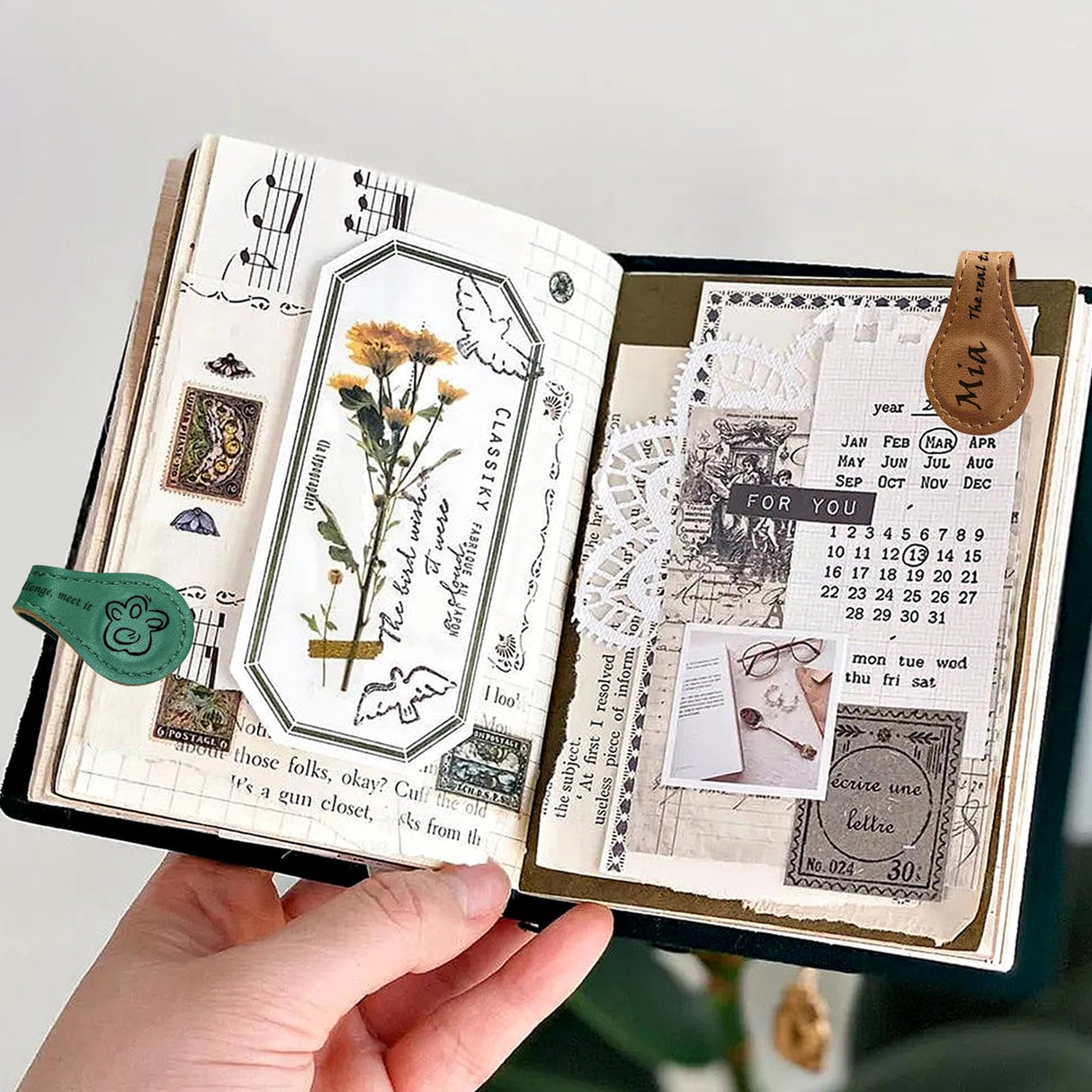 CDBUY Personalized Leather Magnetic Bookmarks - Custom Magnetic Leather Bookmark with Engraved Logo Text, Vintage Magnetic Bookmark Clips Customized Gifts for Women Kids Men Book Lovers Mother Father CDBUY