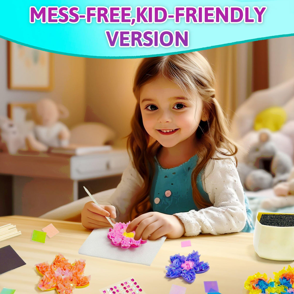 AGENTLAN Art & Craft Activity, Poke Fun Flower Bouquet Craft Kit, Fun & Easy Art Kits for Kids, DIY Garden Kids Activities, Gifts for Girls and Boys 3 4 5 6 7 8 9 AGENTLAN