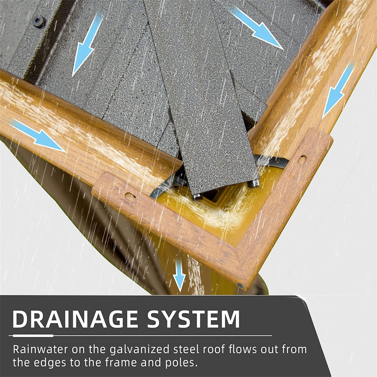 12x18Ft Hardtop Gazebo Wooden Coated Aluminum Frame Canopy Galvanized Steel Double Roof Outdoor Wood-Looking Permanent Metal Pavilion with Curtains and Netting for Patio Deck Lawn MONDAWE