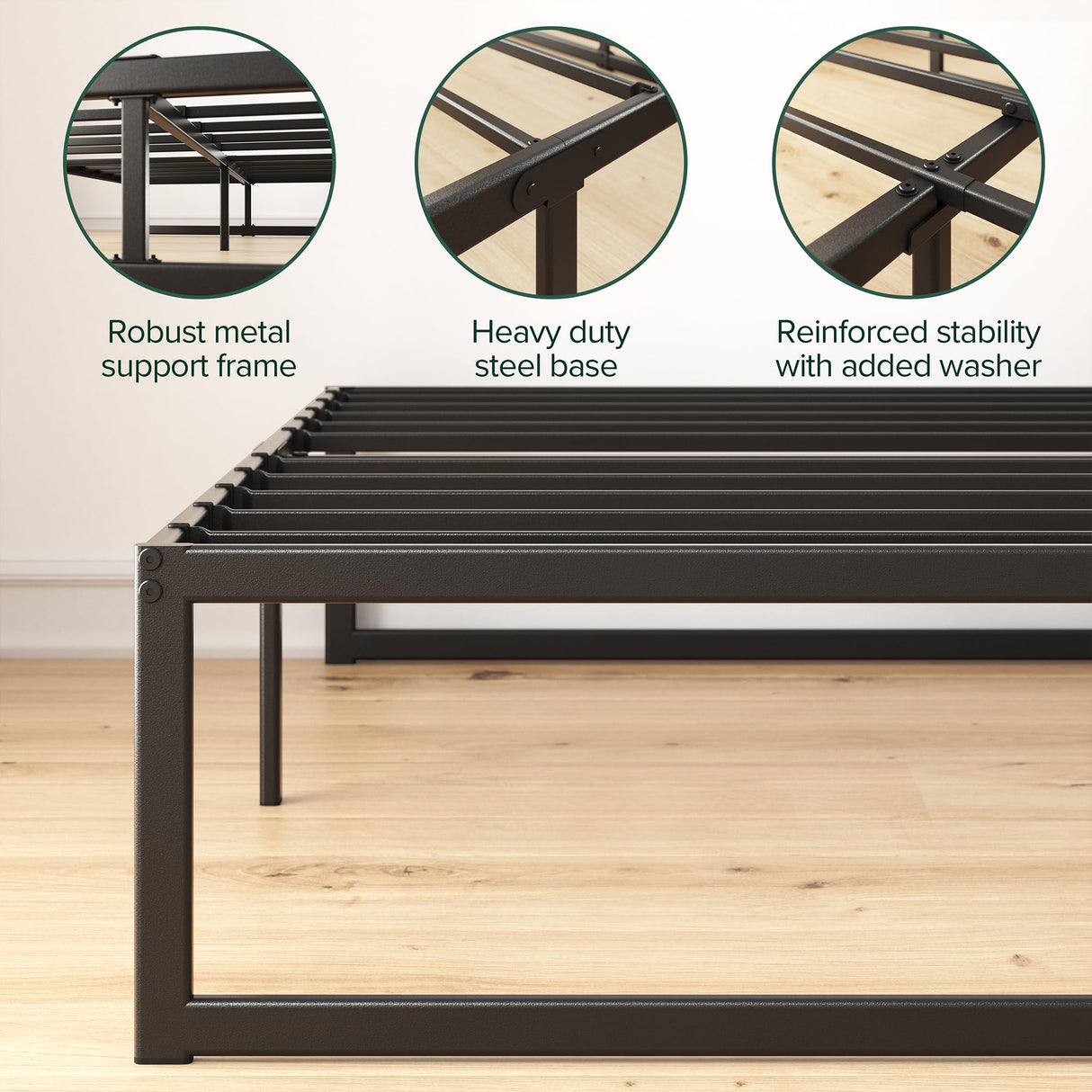ZINUS ABEL 14 Inch Platform Bed Frame, Steel Slat Support, Easy Assembly, No Box Spring Needed, Eco Friendly WonderBox(TM) Packaging, Black, Full ZINUS