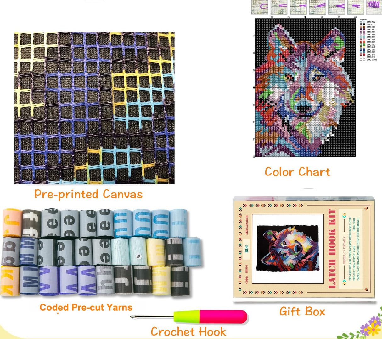 YOOTOM Latch Hook Kits for Adult Kids Beginners,Wall Hanging Embroidery Latch Hook Rug 20x15in,Pre-Cut Yarn Arts and Crafts,Easy Pattern YOOTOM