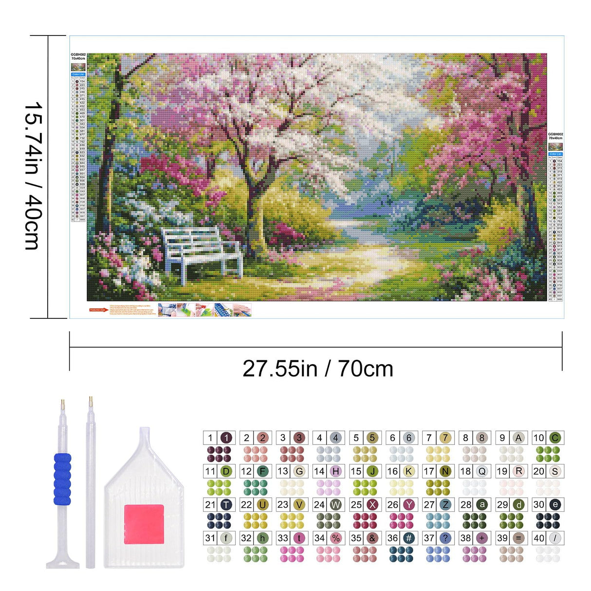 JOOZ Flowers Diamond Painting Kits for Adults 5D Large Landscape Diamond Painting Kit for Adults Full Drill Trees Diamond Painting Kits Gem Art Kits for Home Wall Decor 27.5x15.7Inch JOOZ