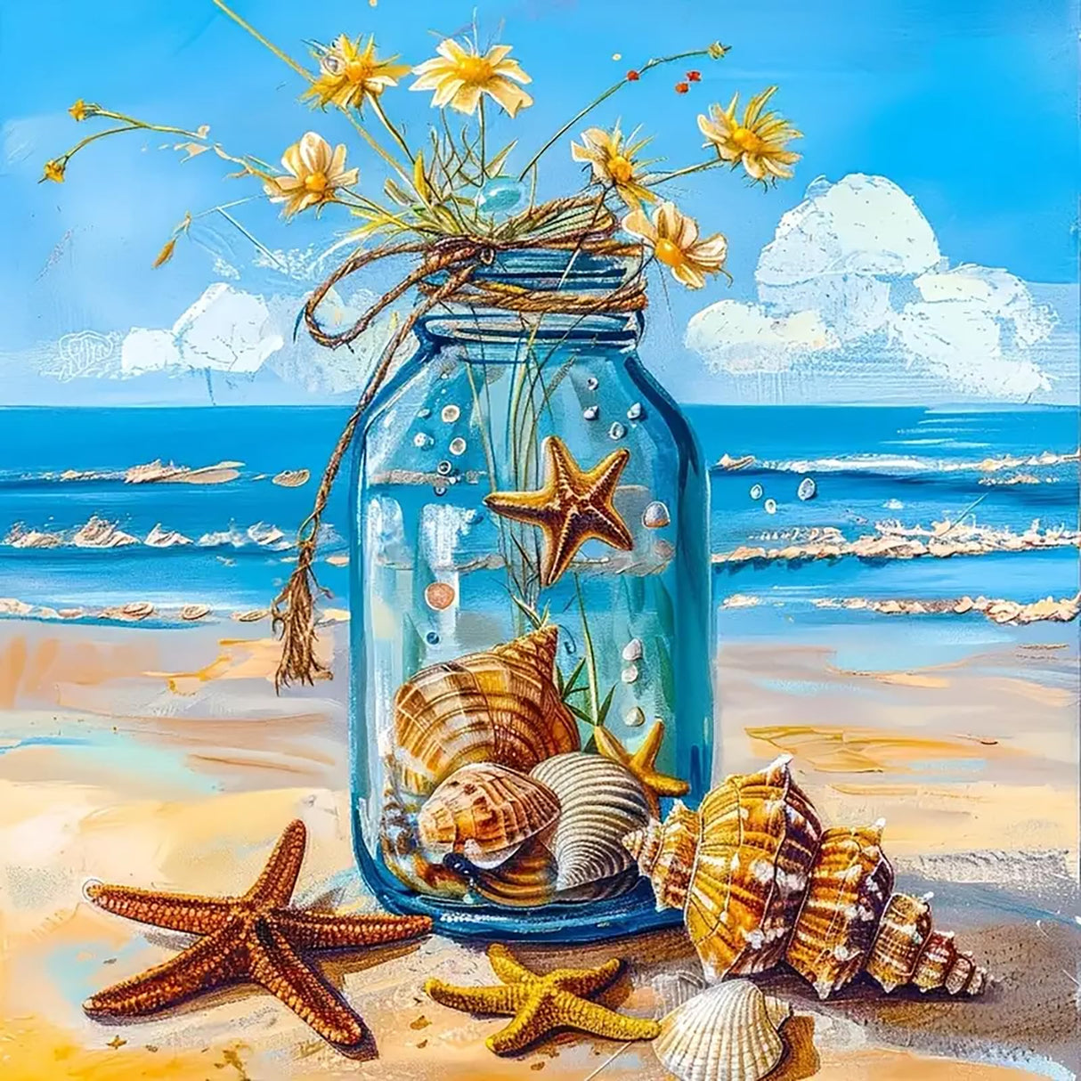 GXGLLPZBY 5D Diamond Painting Kits for Beginner, DIY Flower Ocean Theme Beach Diamond Art Kits for Adult, Suitability Full Round Diamond Dot Gem Art Kits, Home Wall Decoration 13.78x13.78 Inches GXGLLPZBY