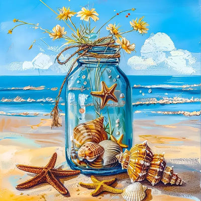 GXGLLPZBY 5D Diamond Painting Kits for Beginner, DIY Flower Ocean Theme Beach Diamond Art Kits for Adult, Suitability Full Round Diamond Dot Gem Art Kits, Home Wall Decoration 13.78x13.78 Inches