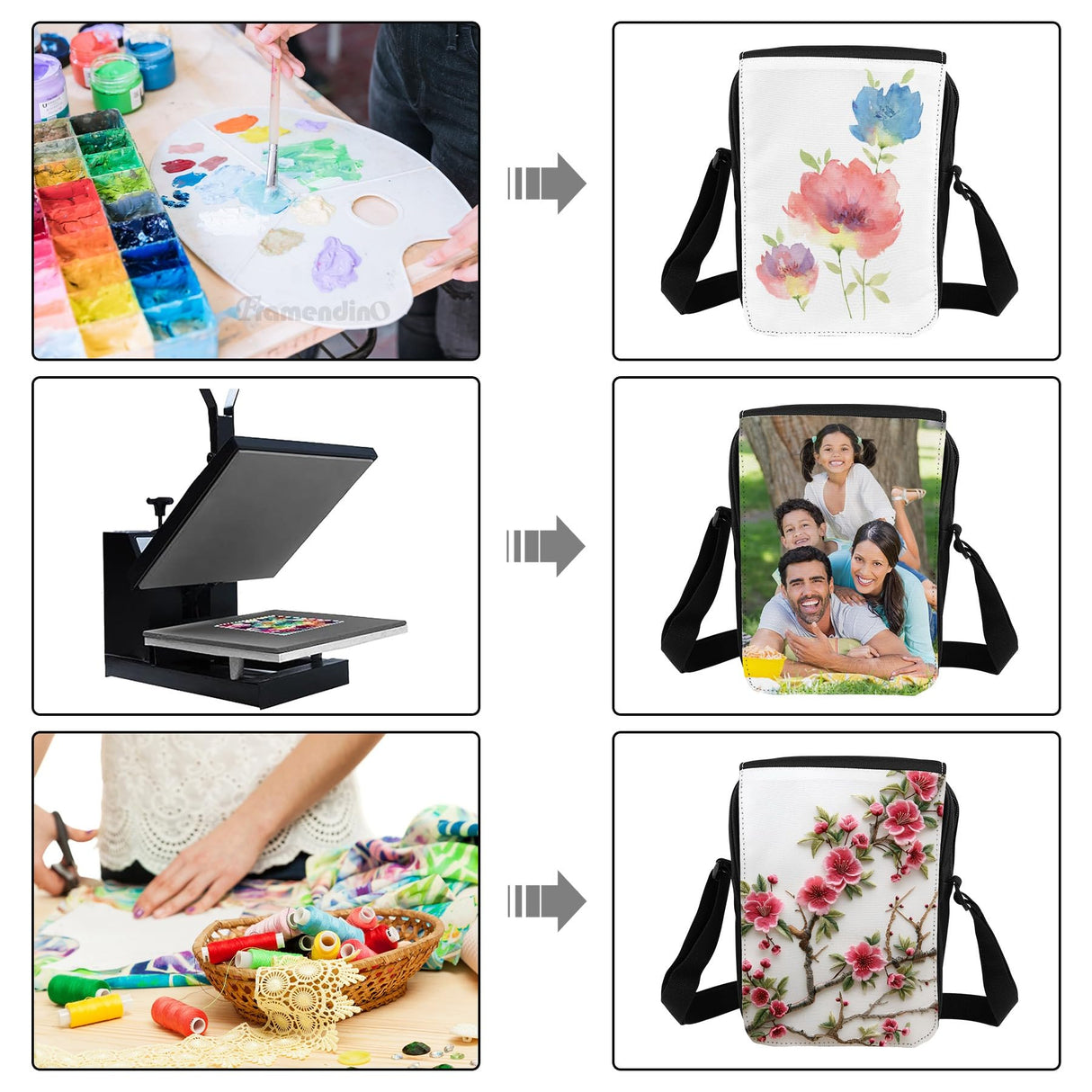 Framendino, 4 Pack Sublimation Bags Sublimation Shoulder Bag Cross Body Bag Blank DIY Sublimation Sport Bag for Birthday Gifts Travel Supplies Framendino