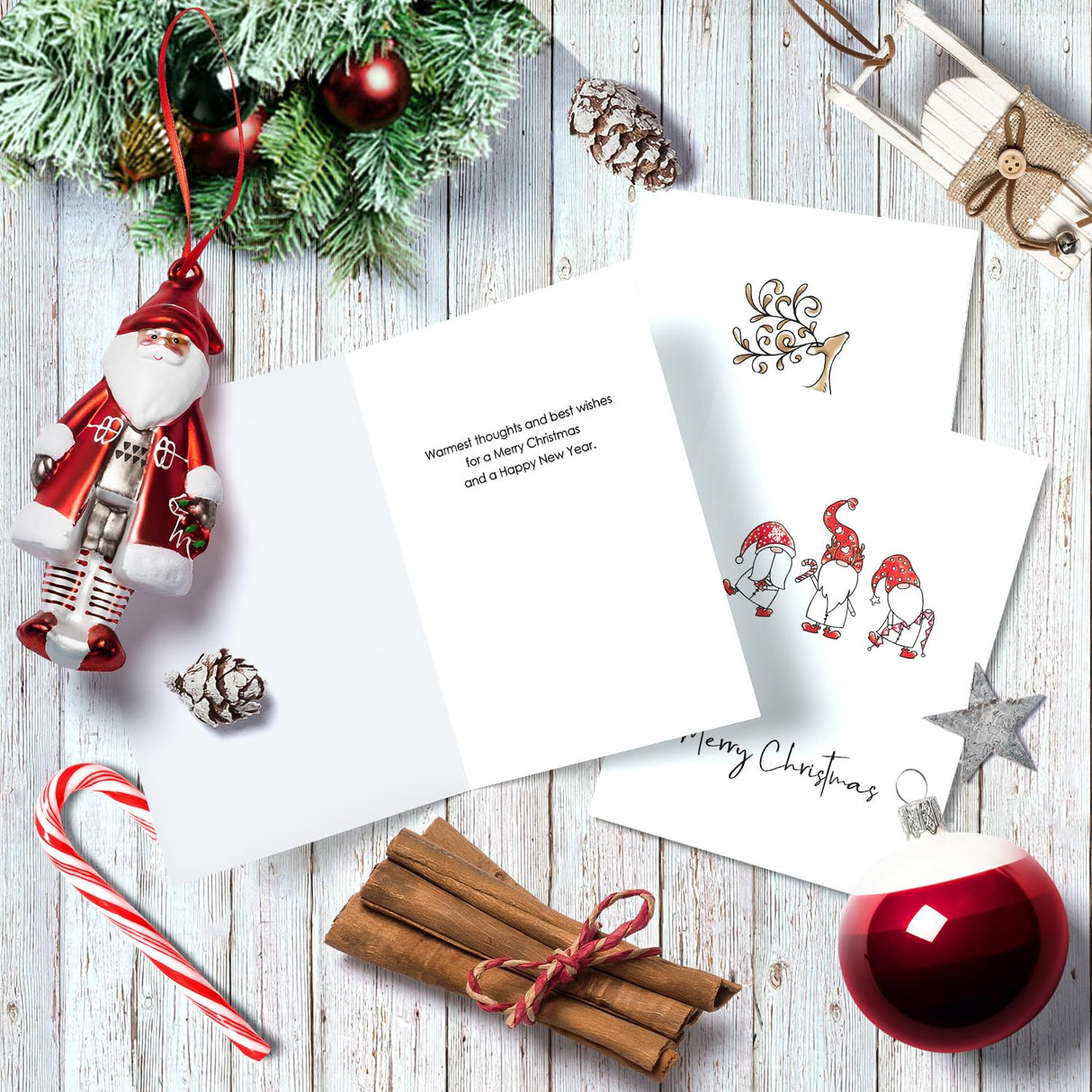 Christmas Cards - Pack of 24, 6 Assorted Designs Merry Christmas Cards with Envelopes - Bulk Greeting and New Years Cards - Perfect to Send Warm Holiday Wishes to Friends and Family - 4" x 6" BGTCARDS