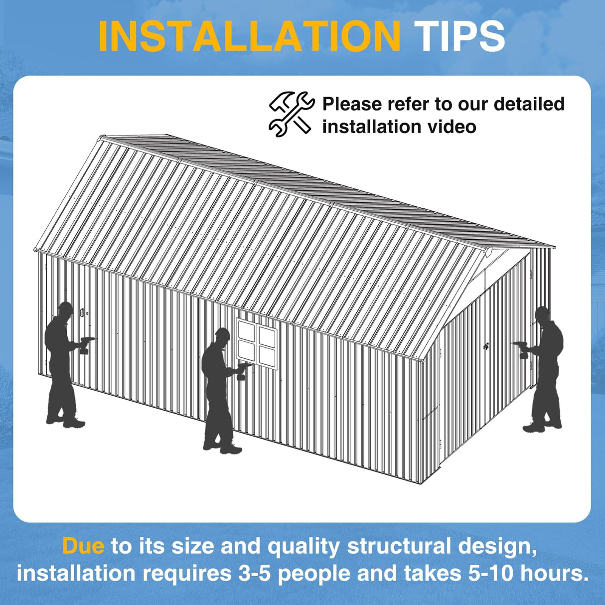 Breezestival 12x20ft Metal Carport Shed, Triple Door Outdoor Storage Building with Car Port Entry & Side Door, 700 cu ft Utility Shed with 11" Snow Load Capacity for Garden, Vehicle, Bike Storage Breezestival