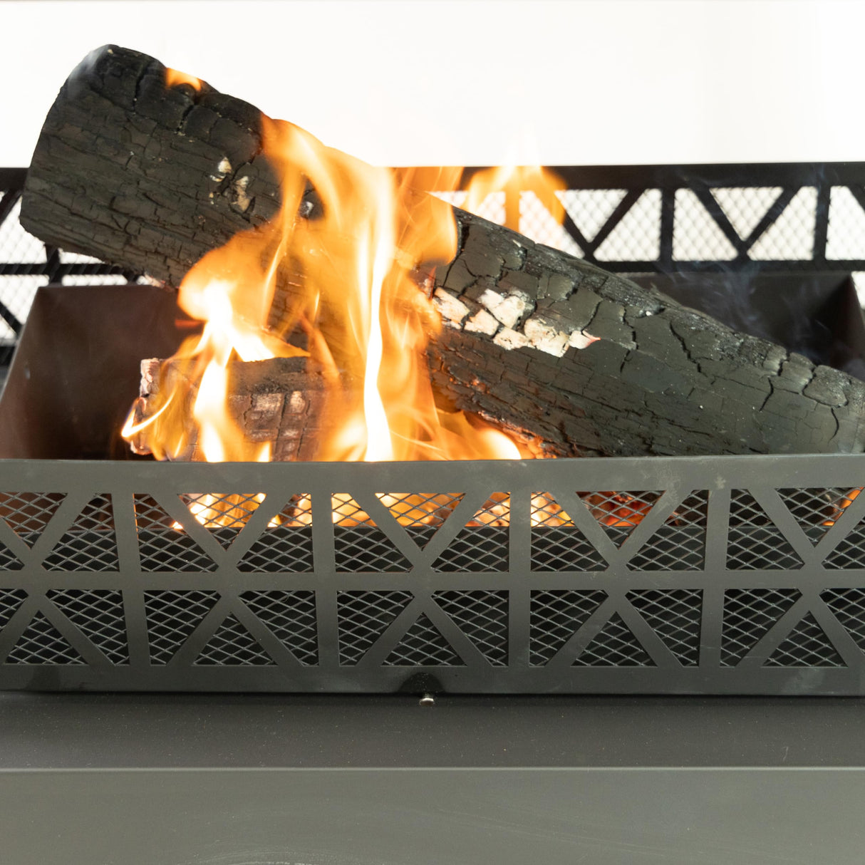 Deko Living 36" Rectangular Steel Outdoor Wood Burning Fireplace - Outdoor Fireplace with Adjustable Cooking Grill & Log Storage Compartment - Camping Fire Place with Safety Screen and Poker Deko Living