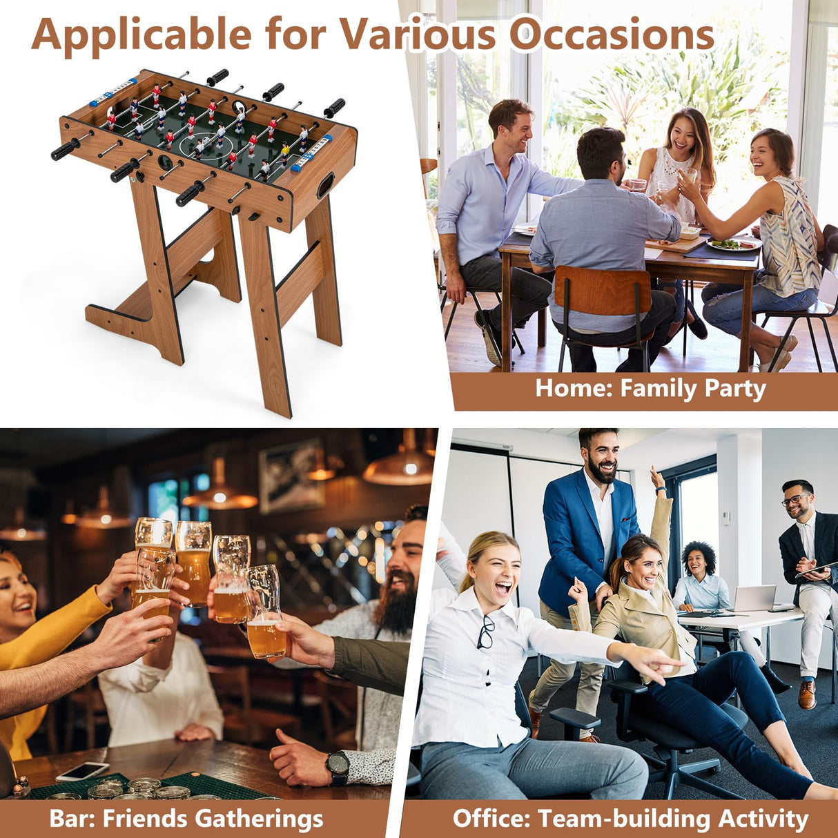 Goplus Folding Foosball Table, 27” Wooden Soccer Game Table with 2 Foosballs & Score Keepers, Indoor Outdoor Portable Football Game Set for Kids Adults, Arcades, Bar, Party, Family Nights Goplus