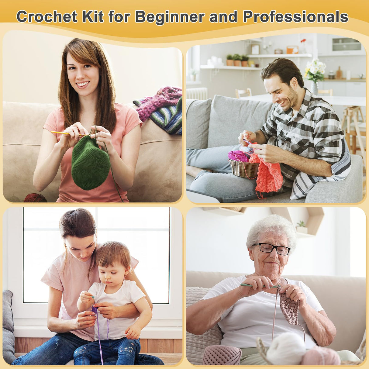 Aeelike Yarn Kit, 1093 Yards Crochet Yarn for Crocheting Complete Knitting Kit for Beginners Professionals with Aluminum Crochet Hooks Detailed Instruction, Ideal Crochet Yarn Set/Gift Aeelike