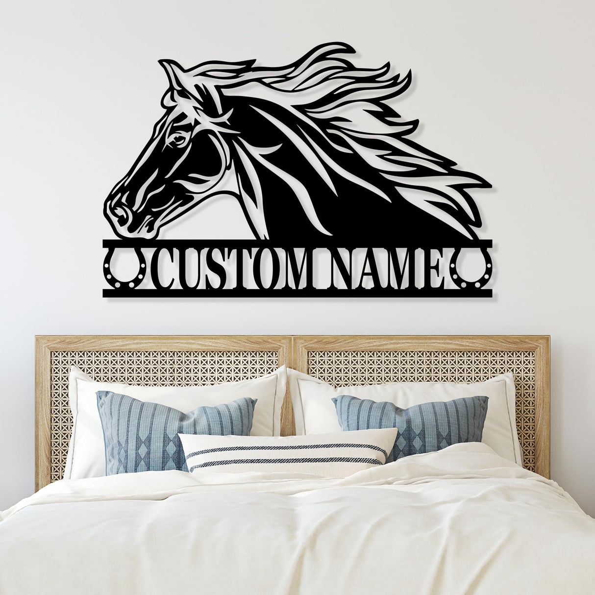 Personalized Horse Metal Wall Decor – Custom Stable Name Plaque for Barn, Rustic Western Farmhouse Accent, Unique Ranch Gift, Equestrian Gift Bosfori