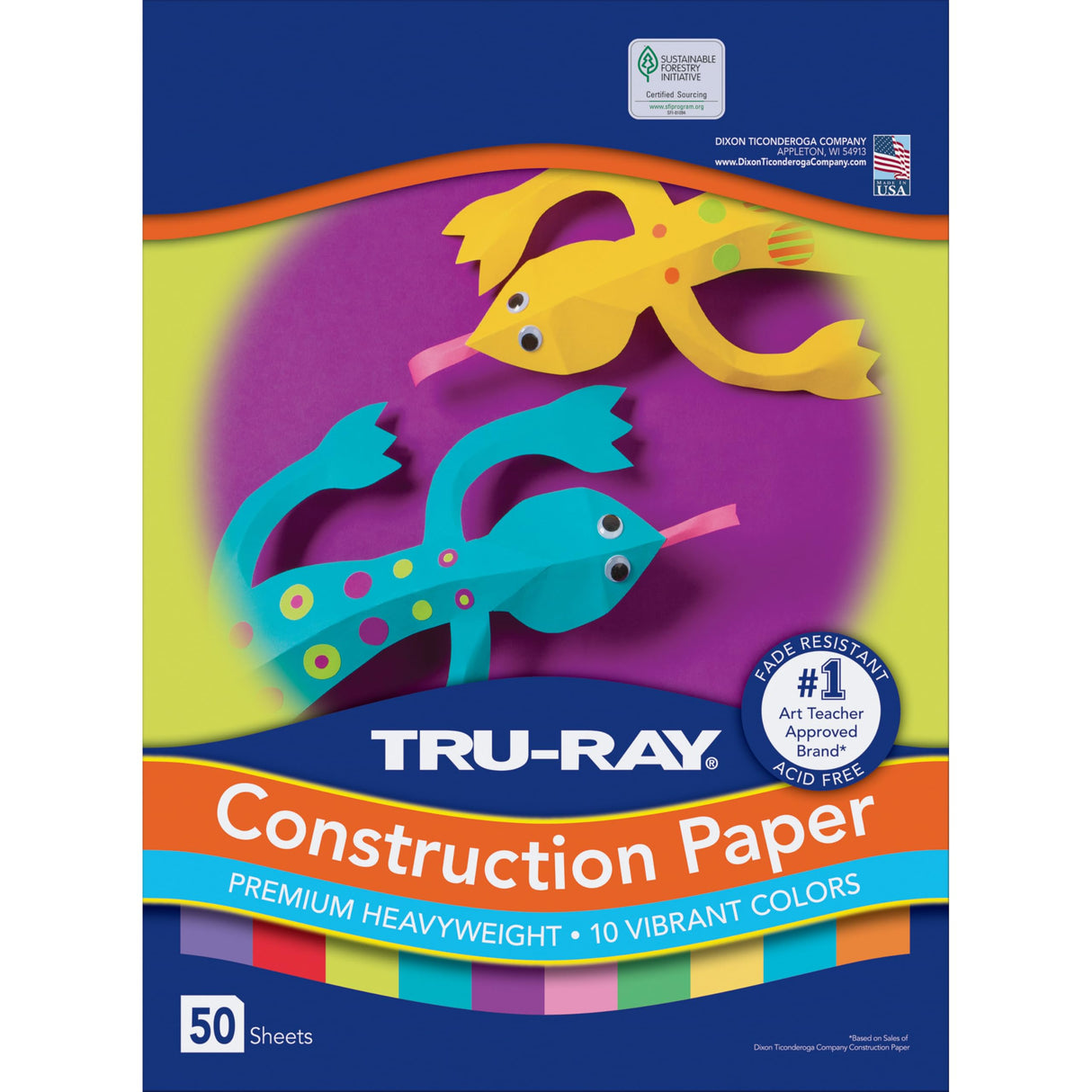 Tru-Ray Construction Paper, 10 Vibrant Colors, 9" x 12", 50 Sheets Tru-Ray