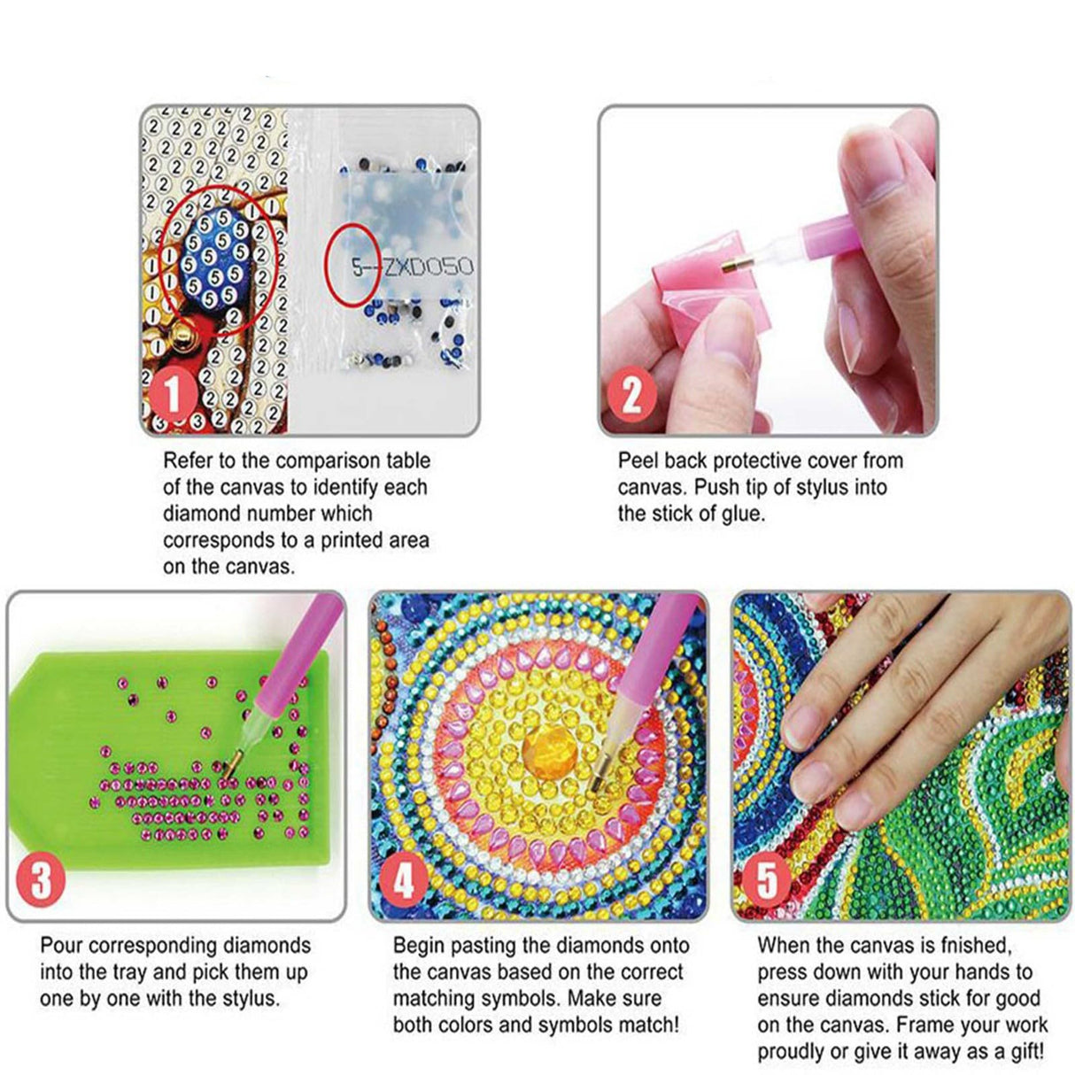 BAYUNOE Mandala Handbag Handmade Diamond Art Painting Purses with 2Pcs Replaceable Canvas Pattern DIY Shoulder Makeup Bag for Women Art Craft Gift-Plant BAYUNOE