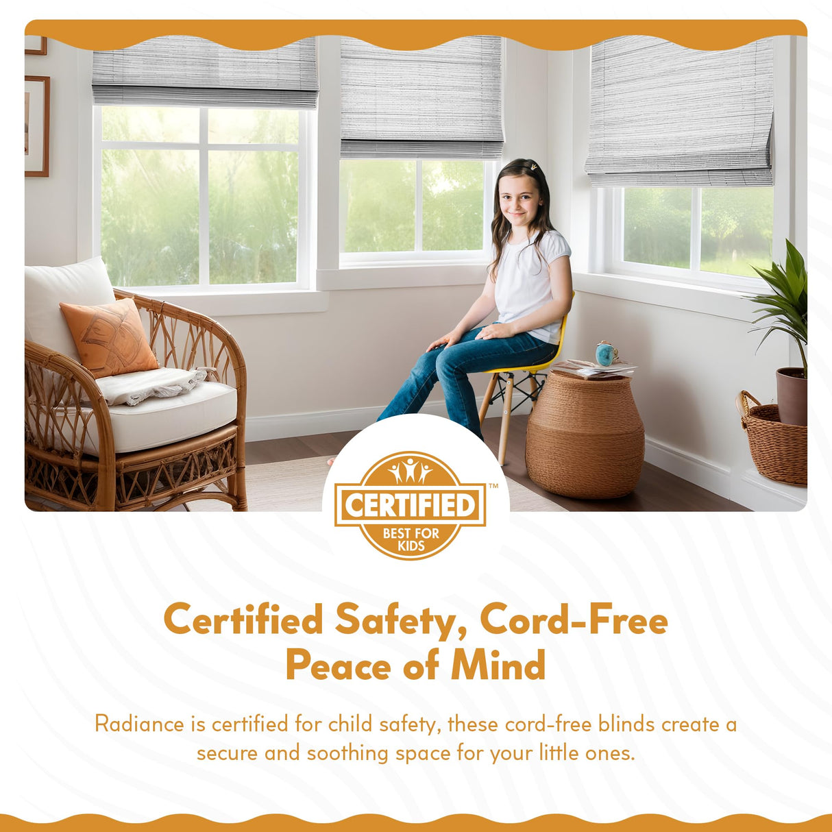 Radiance Cordless Bamboo Roman Shades for Windows - Matchstick Bamboo Blinds for Semi-Private Light Control - Easy to Lift & Fold Up Window Shades - White - 30" W x 64" L - (2215328E) Radiance