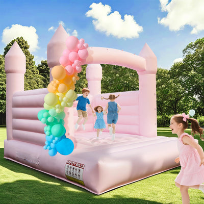 13.8FT White Bounce House Jump Castle for Kids, 100% PVC Indoor Outdoor Inflatable Bounce House, Heavy Duty 750W Air Blower Commercial Bounce House with 2 Balls, Self-Decorated for Party