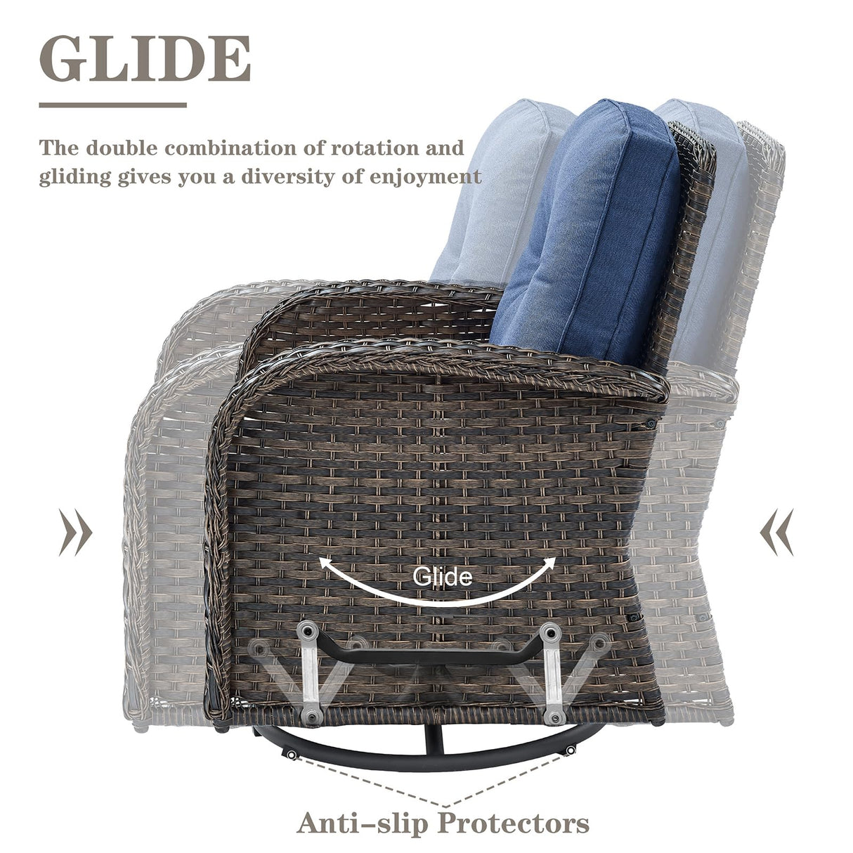 Belord Patio Wicker Furniture with Swivel Rocker Chairs Loveseat, 5 Piece Rattan Furniture Outdoor Table and Chairs Set for Patio Deck Porch Backyard Belord