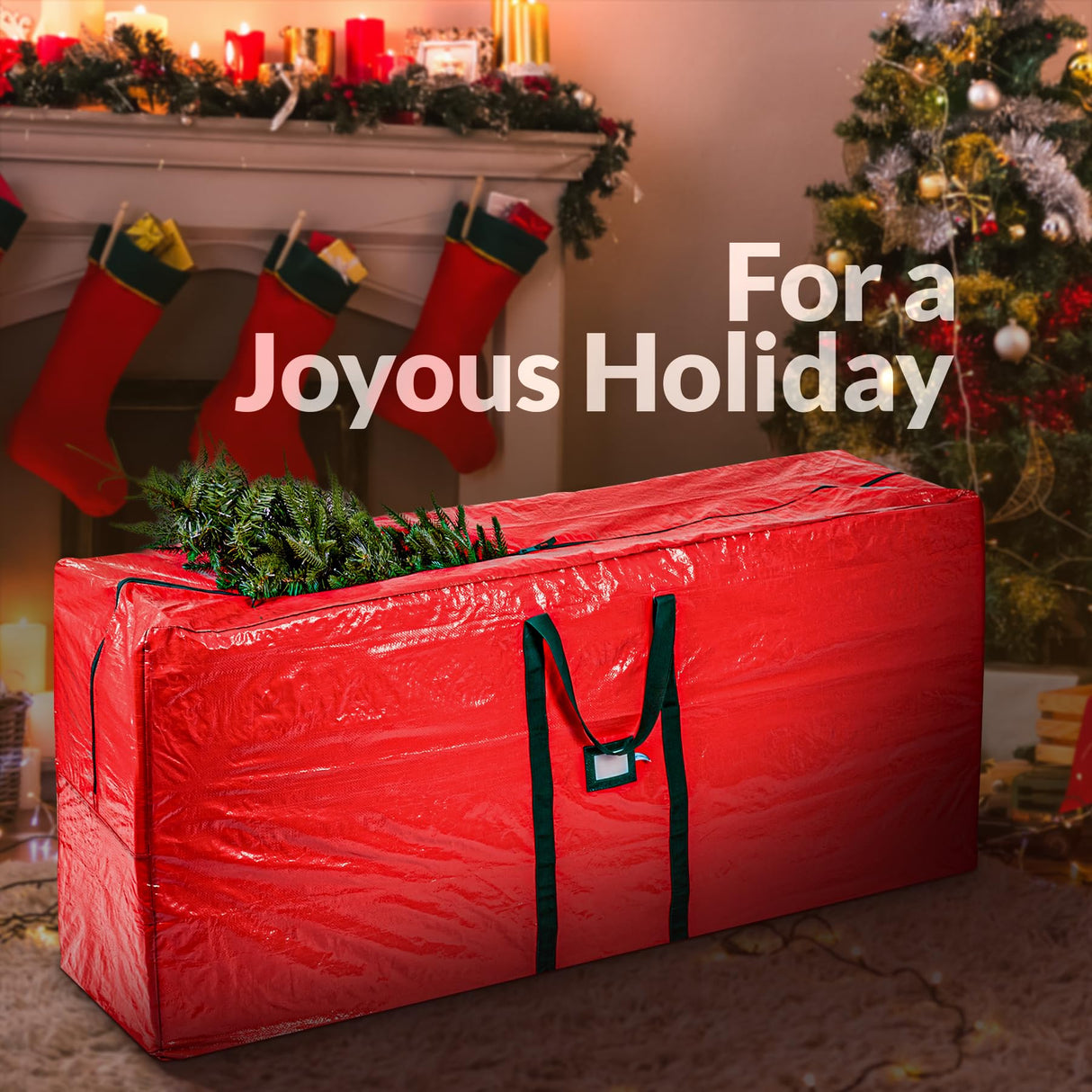 (Not Made In China) Christmas Tree Storage Bag For 9 Foot Artificial Xmas Holiday Tree, Durable Waterproof Material, Zippered Bag, Carry Handles. Protects Against Dust, Insects and Moisture Carrywell