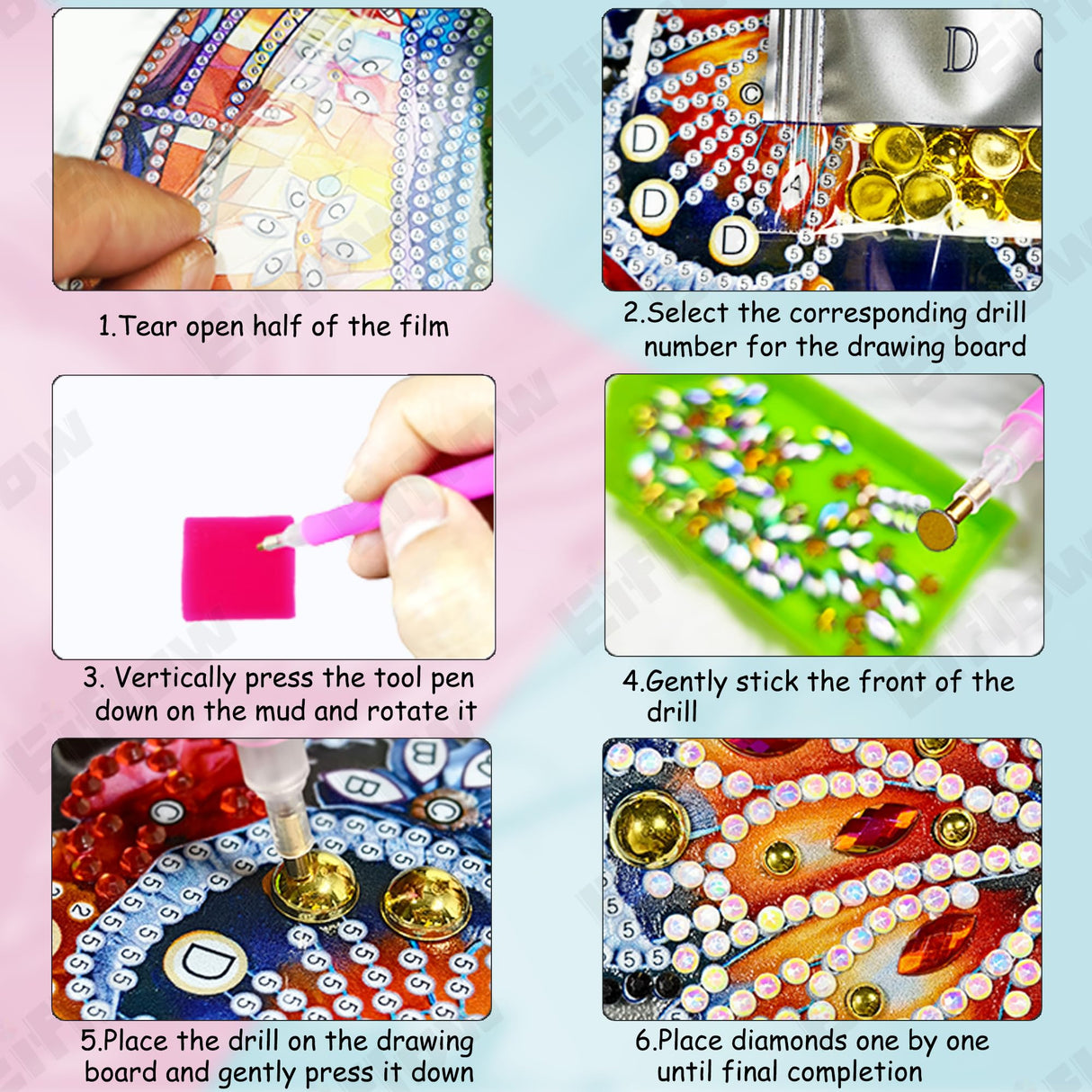 Eiflow Desktop Diamond Art Kit for Adults Christmas, DIY Tabletop Diamond Art Painting with Stand, Acrylic Stand Up Gem Painting Board Kits(Christmas Train) Eiflow