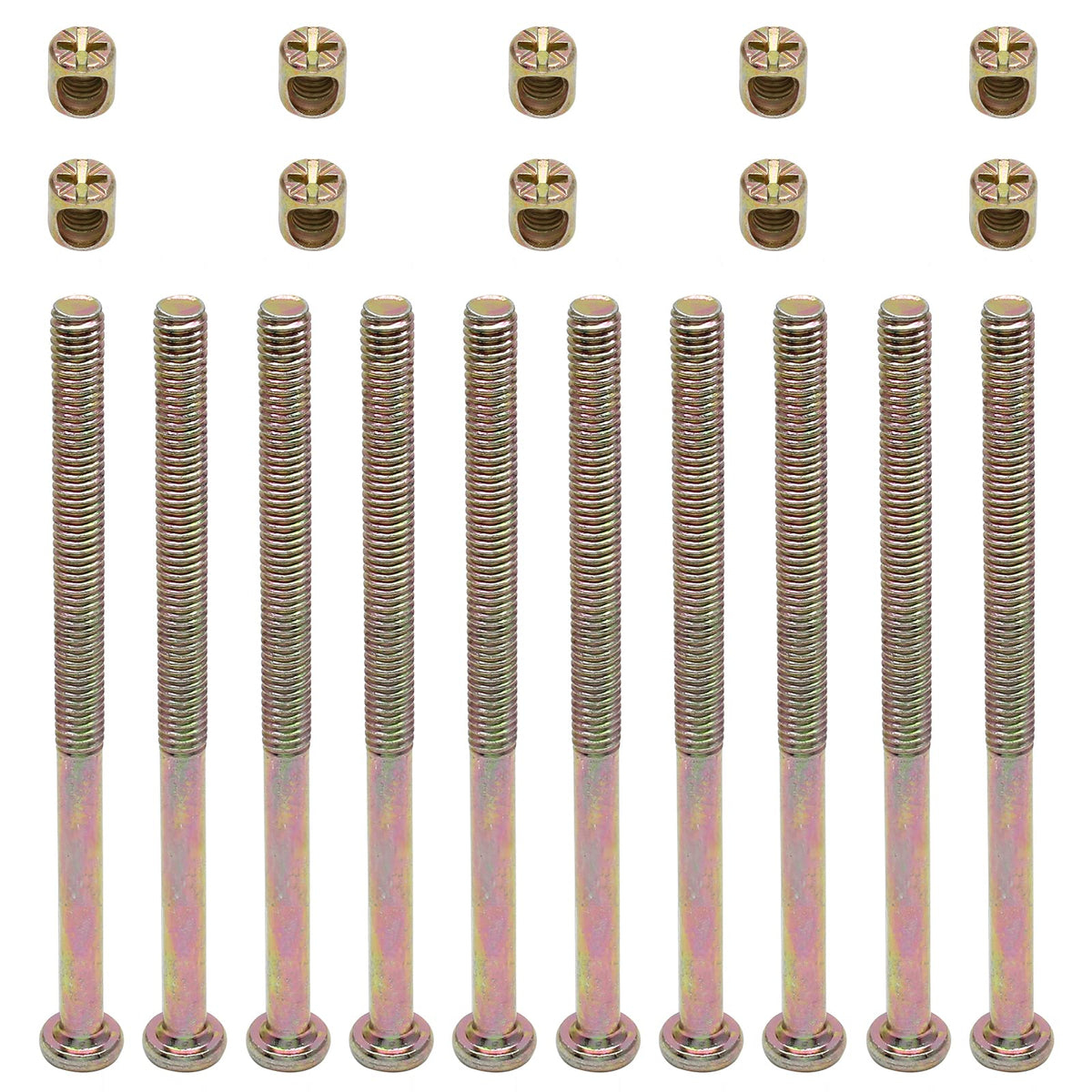 Coufce 10Pcs M6 x 100mm Bunk Bed Bolts,Hex Drive Socket Cap Furniture Bolts Barrel Nuts Set for Headboard, Bed Frame,Furniture (Zinc Plated) Coufce