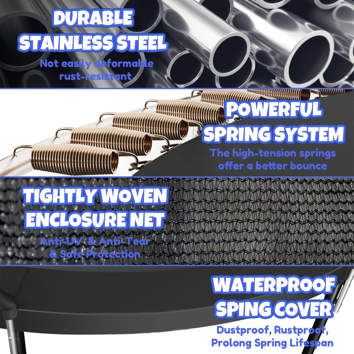 Kiivakii 16FT Trampoline, Outdoor Trampolines for Kids and Adults, Recreational Big Trampoline with Basketball Hoop, Heavy Duty Round Trampolines with Sprinkler for Backyard, ASTM Certified, Black Kiivakii