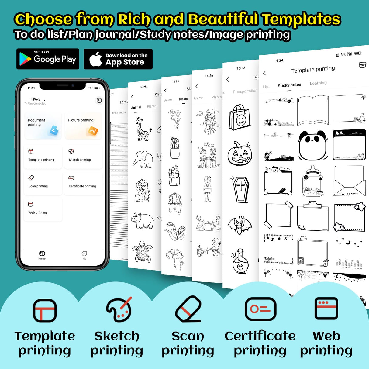 vretti Portable Thermal Printer,Bluetooth Mini Pocket Printer Compatible with Android & iOS,Wireless Pocket Picture Printer for iPhone Working Listing, Notes, Journal, Travel with 1 Rolls Paper. vretti