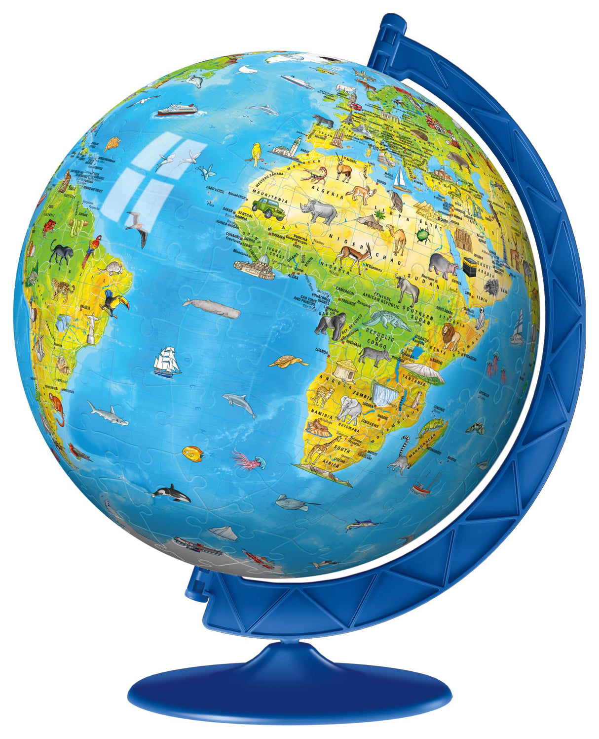 Ravensburger Children's World Globe 180 Piece 3D Jigsaw Puzzle | Easy Click Technology | Displayable Art | Perfect for Kids and Adults | 10.5 in Diameter Ravensburger