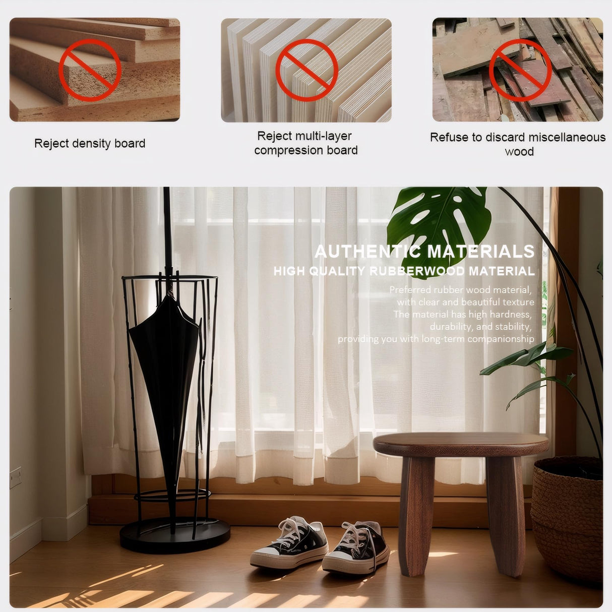 Walnut Finish Full Wood Stool 400 Pound Non-Slip Stable Outdoor Garden Stool Clover Stepstool Oval Wooden Stool for Living Room Balcony Kitchen Generic