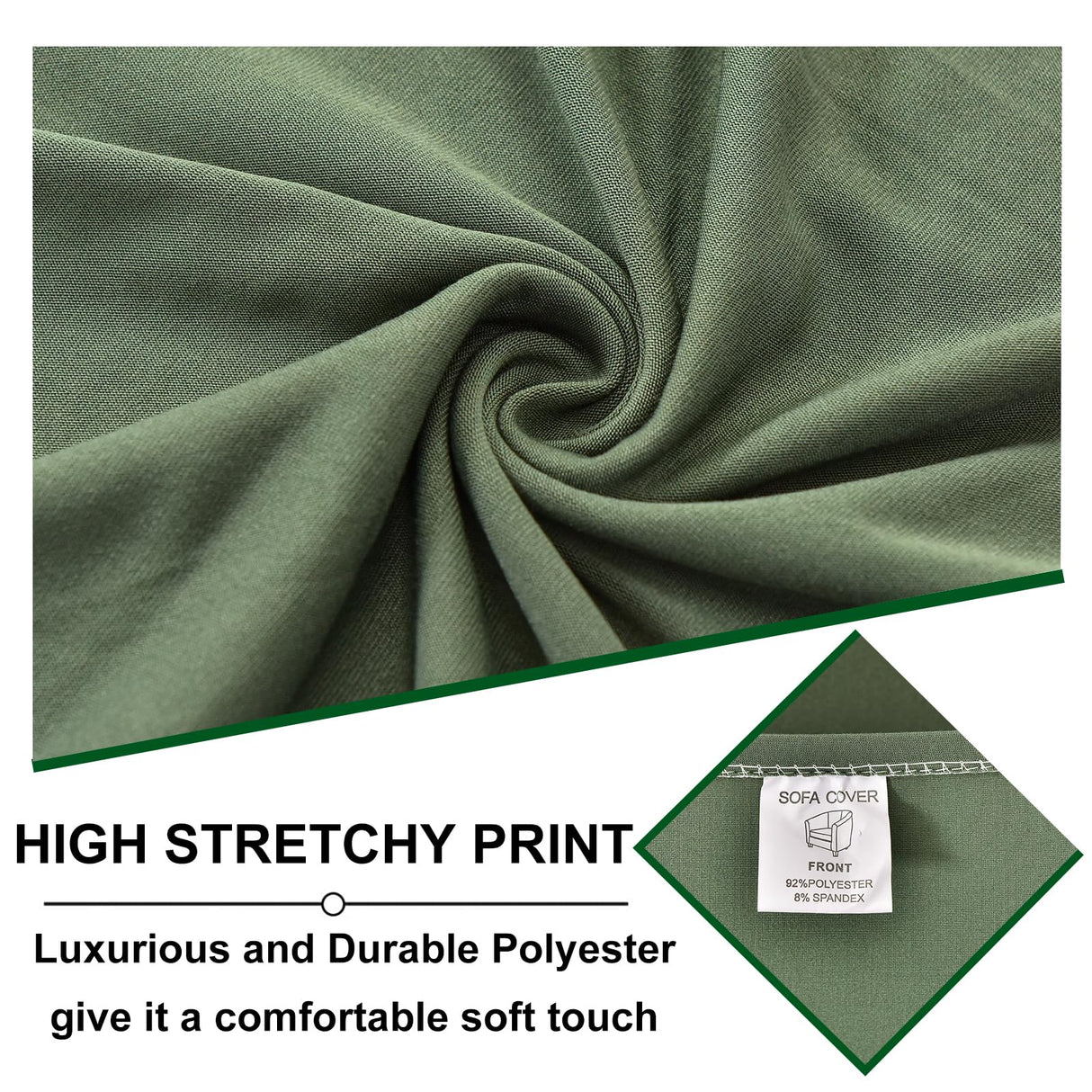 CRFATOP 2 Piece Club Chair Slipcover Stretch Barrel Chair Covers Solid Tub Chair Slipcovers Soft Armchair Covers Removable Furniture Protector Arm Chair Cover for Living Room,Green CRFATOP