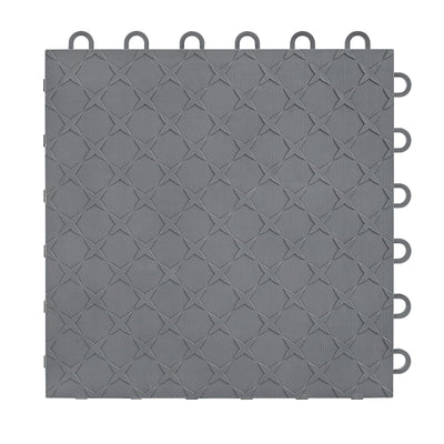 Garage Floor Tiles, 48 Pack 12" x 12" Interlocking Flooring Tile, Non-Slip Diamond Plate Floor Covering for Garages, Warehouse, Basements, Gyms Grey