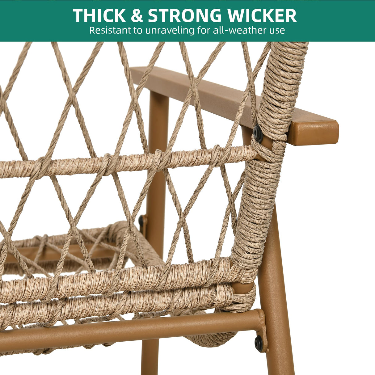 YITAHOME 5 Piece Patio Bistro Set, Outdoor Rattan Conversation Set with 2 Ottomans and Square Coffee Side Table, All Weather Wicker Boho Furniture Set for Balcony Lawn Garden Backyard Poolside (Beige) YITAHOME