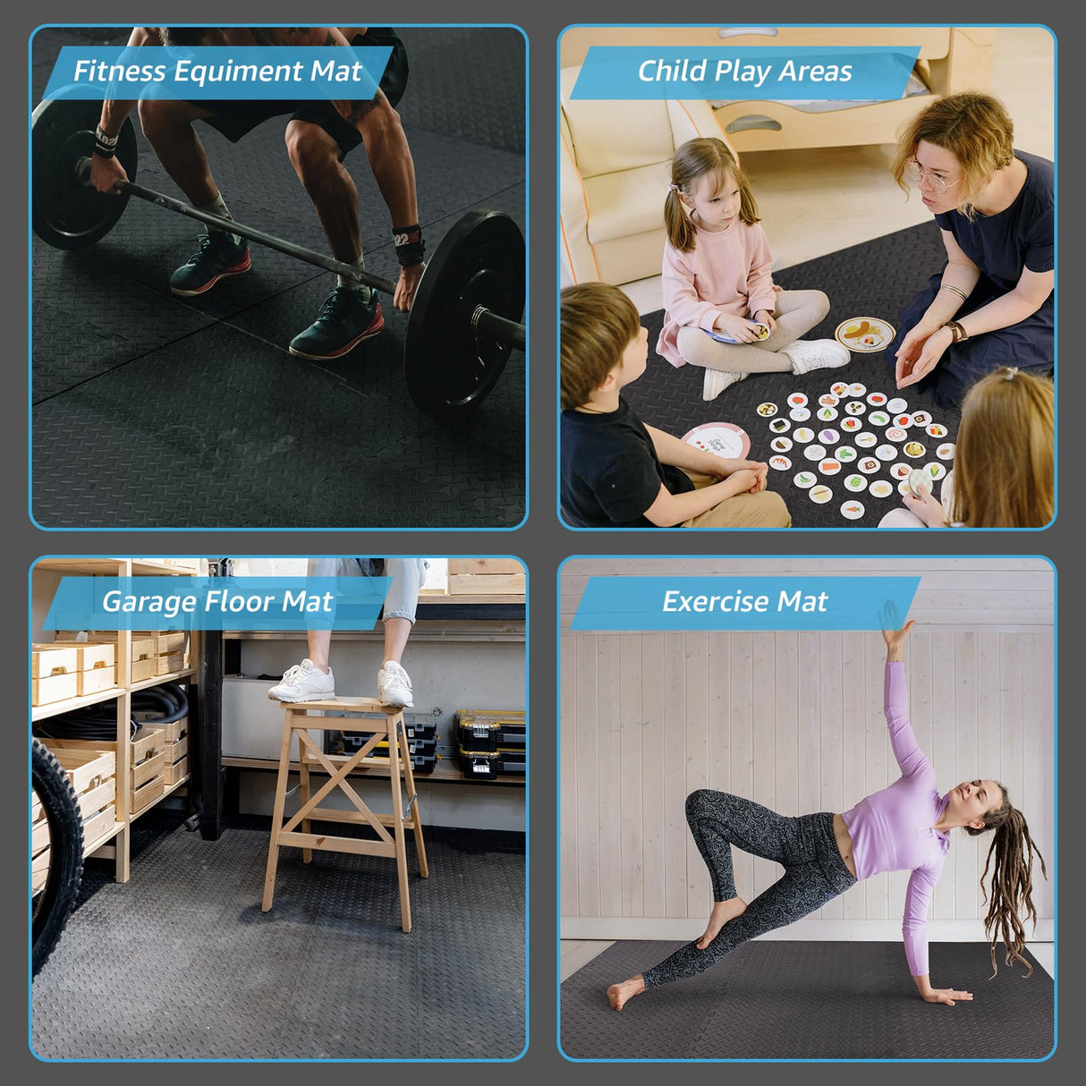 Art3d Eva Puzzle Exercise Mats, 1/2” Thick Foam Interlocking Tiles for Gyms, Flooring, Workout, Gym Equipments, Pack of 6 Art3d